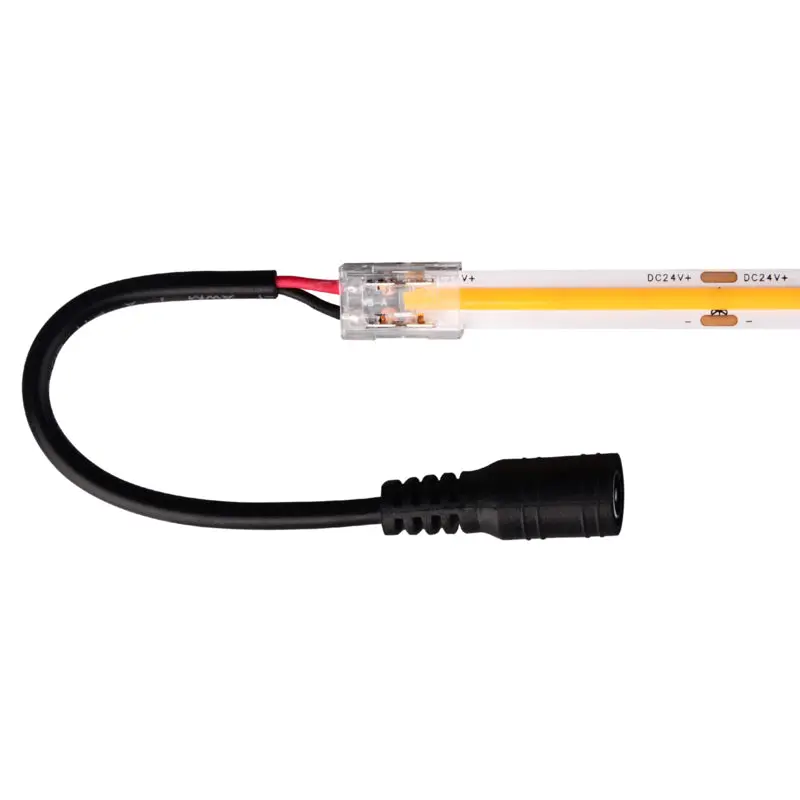 Ravitsemusliitäntä Cob LED -nauha | 10mm | 24V | Plug and Play | Mies | 15 cm kaapeli