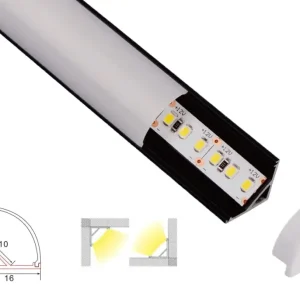 Profiili | Rakentaminen | 1 metri | Kulma | Musta | 16x16 | COB LED-nauha