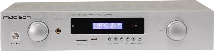 Madison HI-FI Stereo Vahvistin (Hopea, 2x140W)