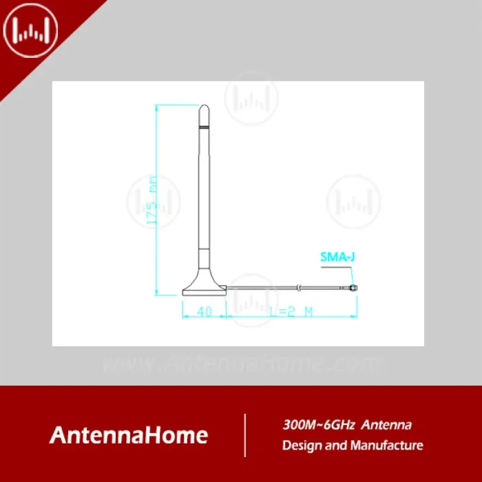 AntennaHome 2.4G liimapuikkovastaanotin H175 SMA-J imukupilla