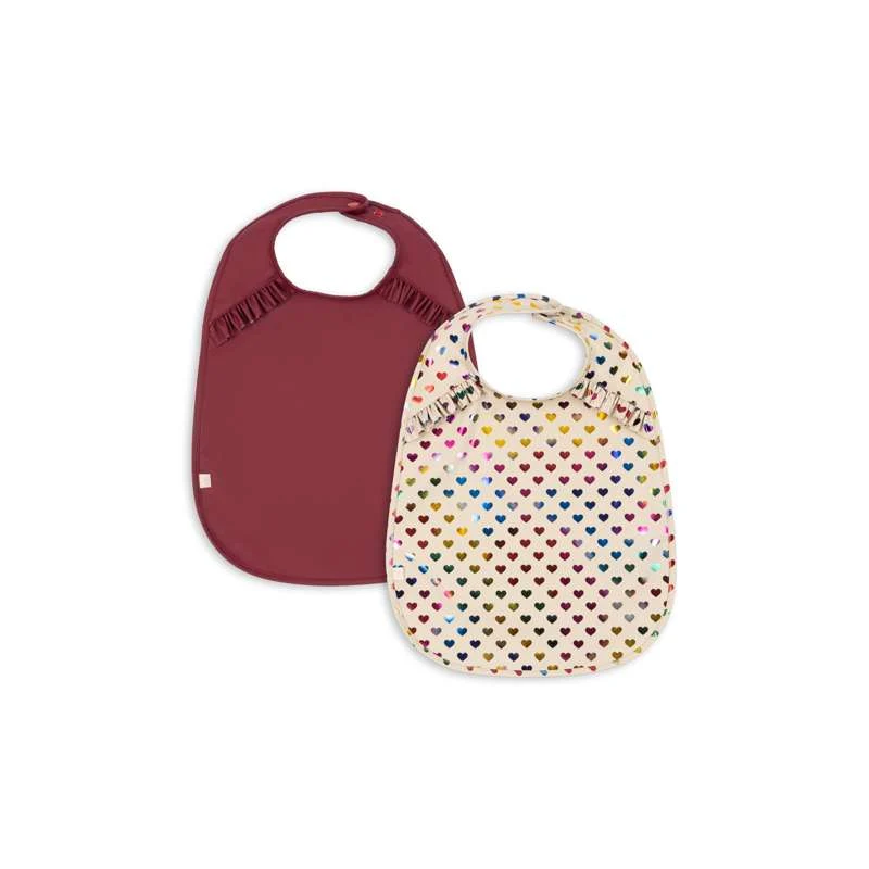 Konges Sløjd Hagesmække m. Ærmer - 2-pak - Coeur Glitter/Sangria