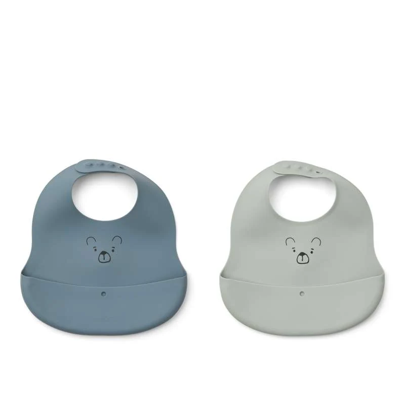 Liewood Ember Hagesmæk - 2-pak - Mr. Bear/Dove Blue/Whale Koboltti