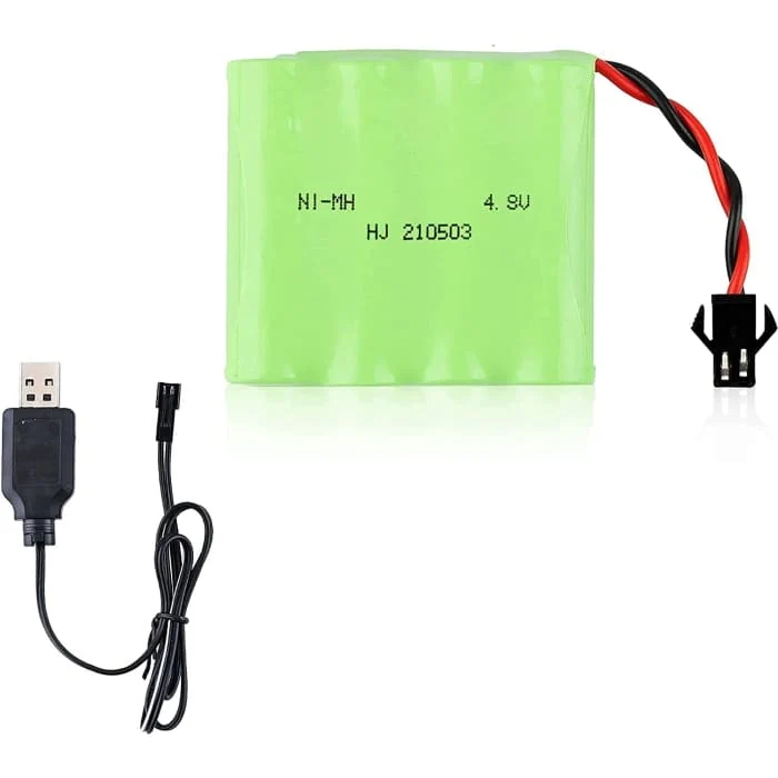 4.8V Ni-MH 1200mAh ladattava akku auton kaukosäätimelle + USB-laturi YUNIQUE GREEN-CLEAN-POWER