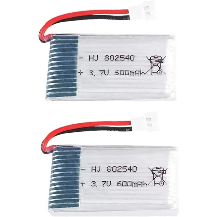 2 kappaletta 3.7v, 600 mAh ladattava Lipo-akku Rc Quadricopter Drones Syma X5 X5C X5SC X5SW, Cheerson CX-30W, Skytech M68,...