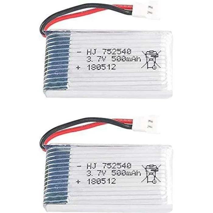 2 kappaletta ladattavia 3.7v, 500mAh Lipo akkuja Rc Quadricopter Drones Syma X5 X5C X5SC X5SW, Cheerson CX-30W, Skytech M6...
