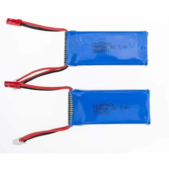 2 kappaletta ladattavia Lipo-akkuja (7.4V 1200 mAh) Rc Quadricopter Drones MJX X101, Yizhan X6 Tarantula, JJRC H16, JJRC H...