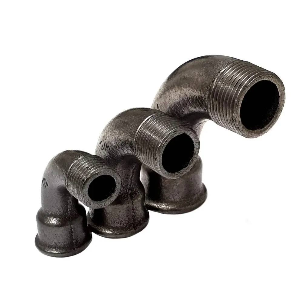 Musta valurautainen kyynärpää 90° uros/naaras Suuri säde styleindus