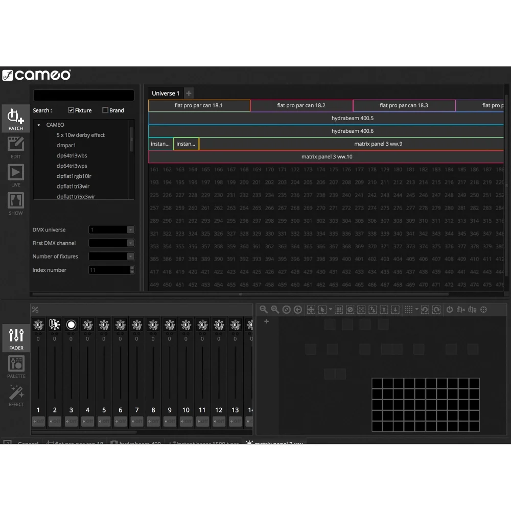 Cameo DVC CUE USB-DMX Interface ja Ohjelmisto