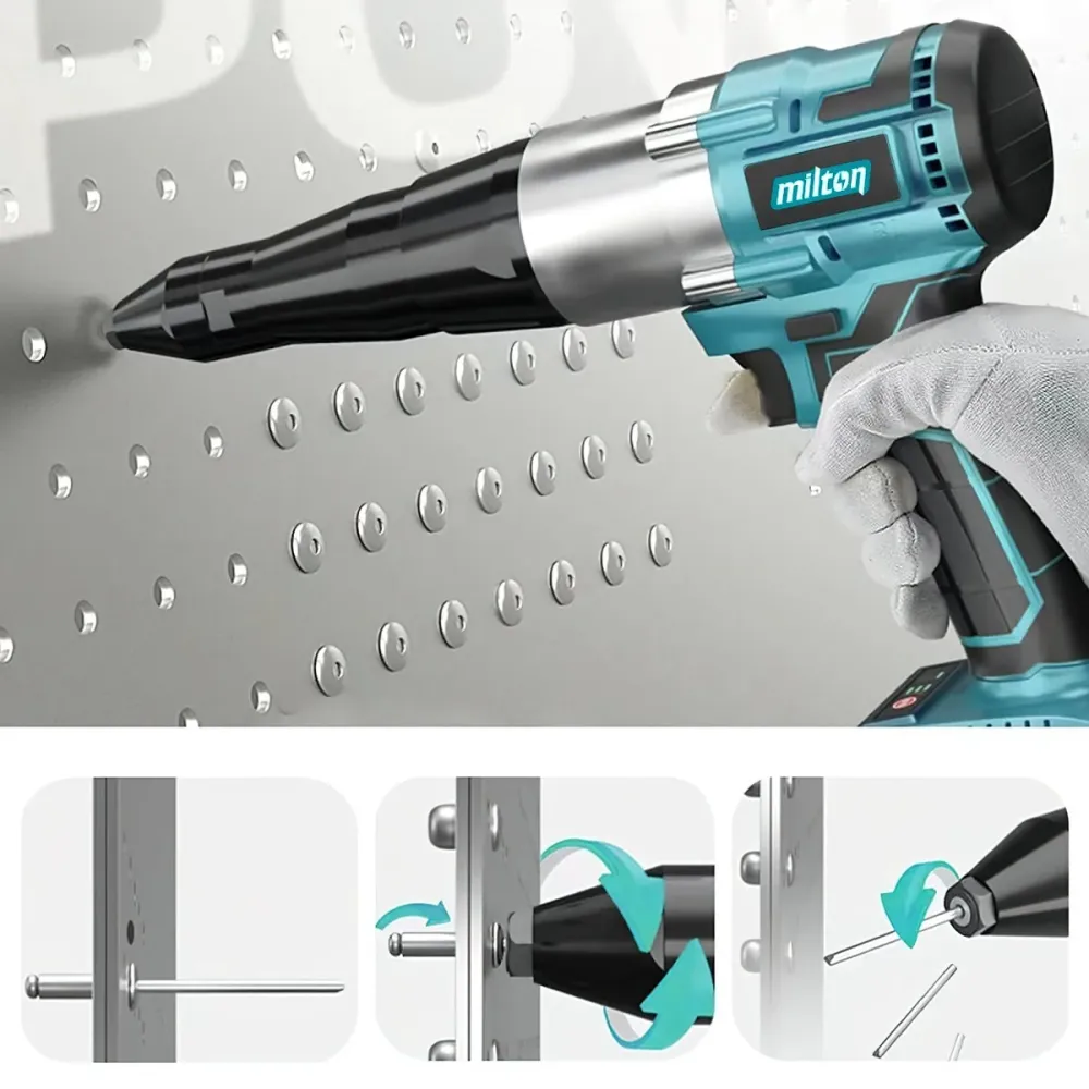 Vetoniittikone 18V akkukäyttöinen 3.2mm-4.8mm, Hiiliharjaton Milton