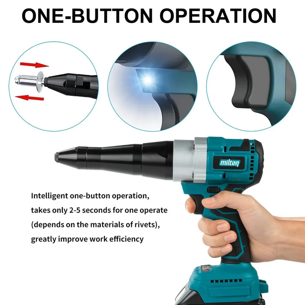 Vetoniittikone 18V akkukäyttöinen 3.2mm-4.8mm, Hiiliharjaton Milton