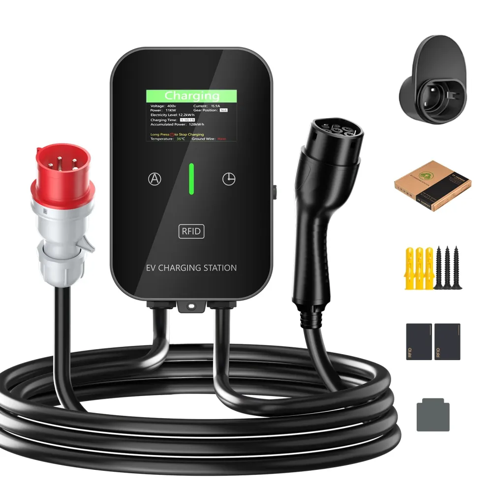 NOEIFEVO EV Wallbox Tyyppi 2, 11kW RFID:llä, 8–16A, 3-vaiheinen 400V latauslaite sähköajoneuvoille (BEV/PHEV) 5 m latauska...