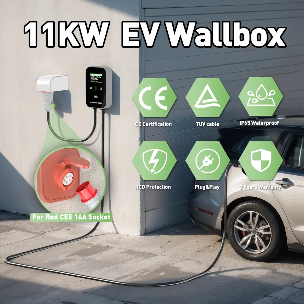 NOEIFEVO EV Wallbox Tyyppi 2, 11kW RFID:llä, 8–16A, 3-vaiheinen 400V latauslaite sähköajoneuvoille (BEV/PHEV) 5 m latauska...