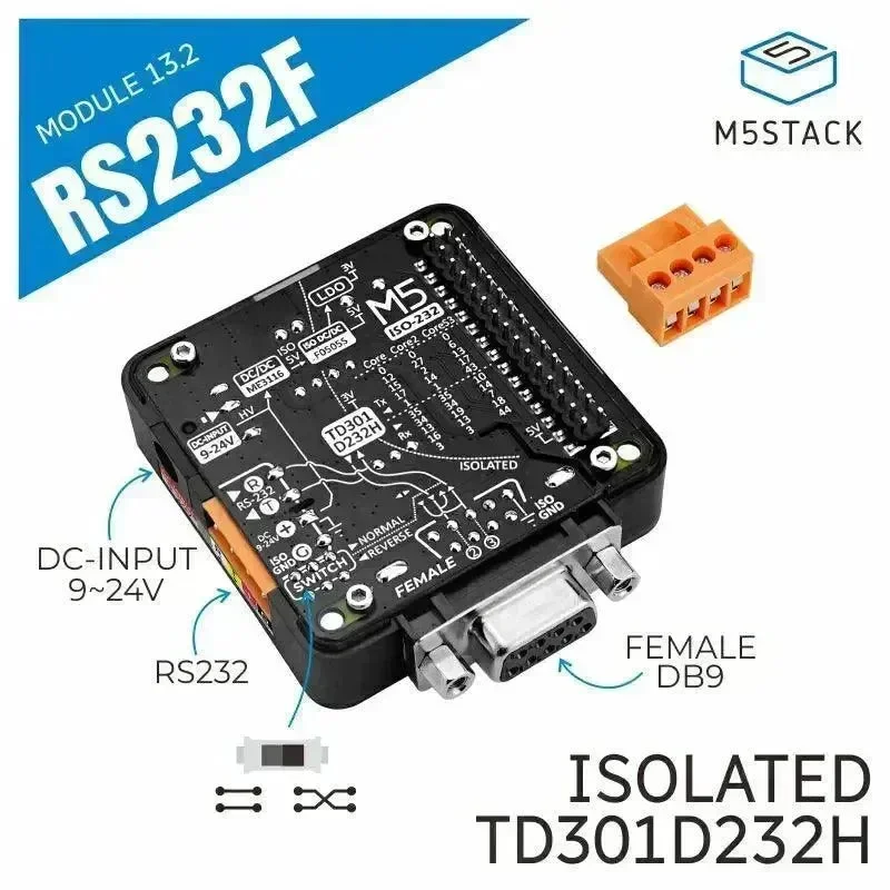 M5stack RS232 -moduuli 13.2 DB9-naisliittimellä