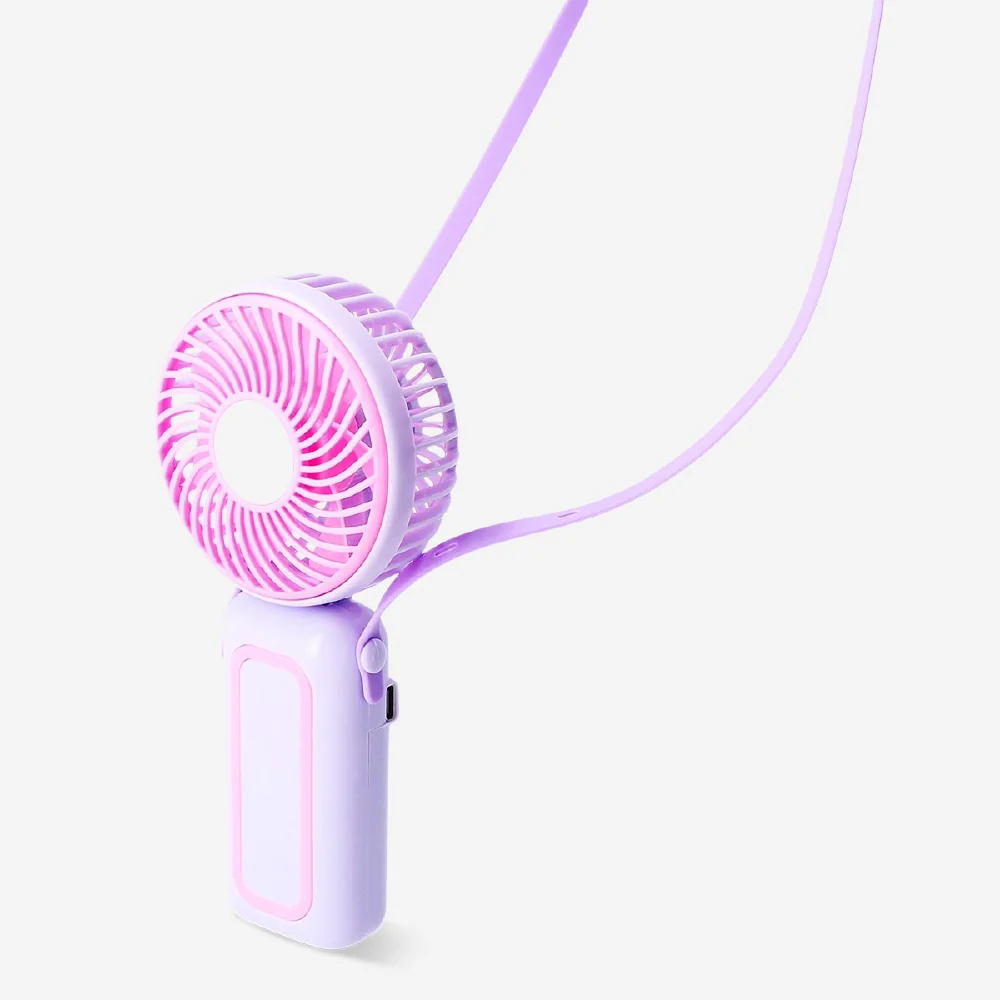 Käsituuletin hihnalla - violetti ja vaaleanpunainen