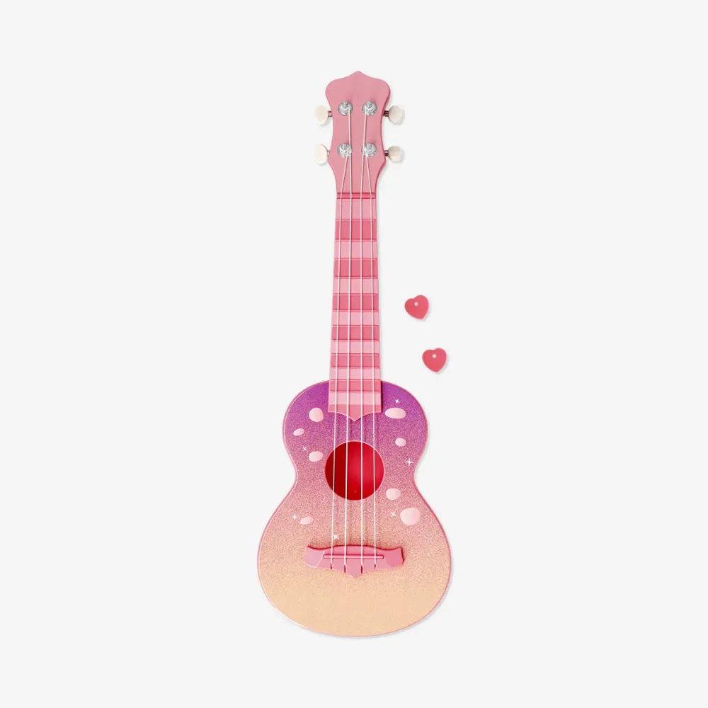 Ukulele maagisessa vaaleanpunaisessa designissa
