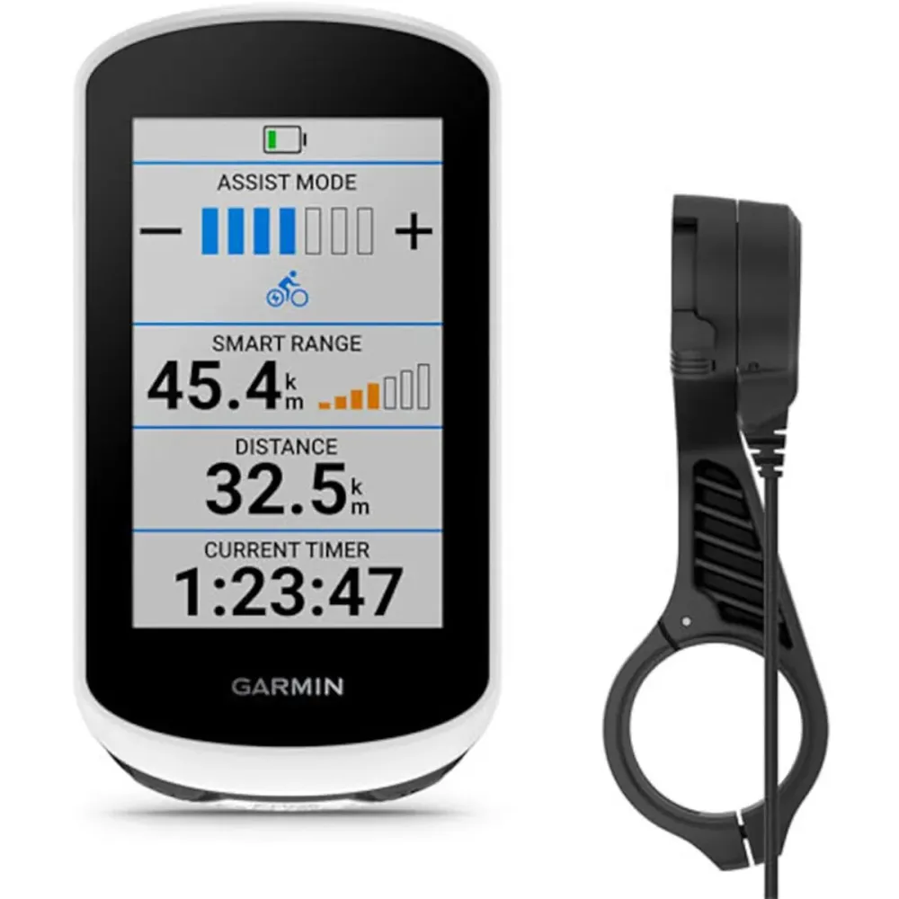 GARMIN EDGE EXPLORE 2 POWER GPS PACK -laite, jossa on sähkökäyttöinen jalusta