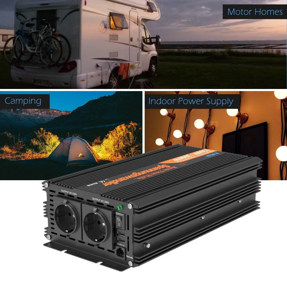 EDECOA 2500W/5000W puhdas siniaaltoinvertteri 12V
