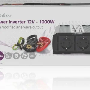 Nedis PIM100012FGY invertteri, 12 V, 1000 W, muokattu siniaalto