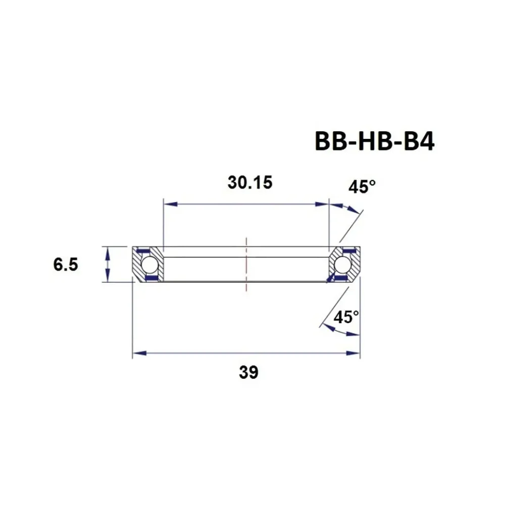 BLACK BEARING B4 30.15x39x6.5mm 45/45° 1-1/8" Ohjauslaakeri