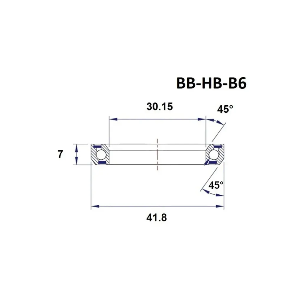 BLACK BEARING B6 30.15x41.8x7mm 45/45° 1-1/8" ohjauslaakeri