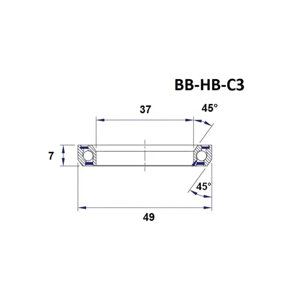 BLACK BEARING C3 45/45° ohjauslaakeri (37 x 49 x 7 mm)