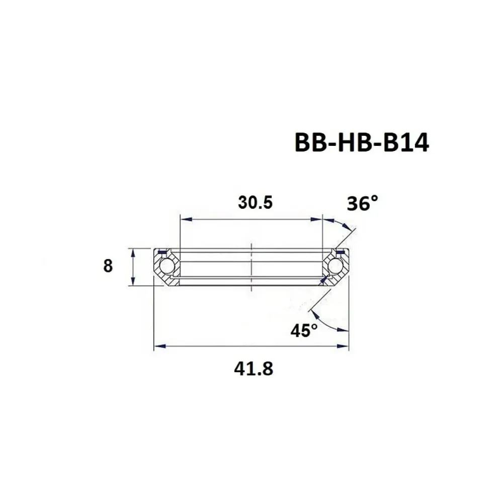 BLACK BEARING B14 päälaakeri 1-1/8" 36/45° (30,5 x 41,8 x 8 mm)