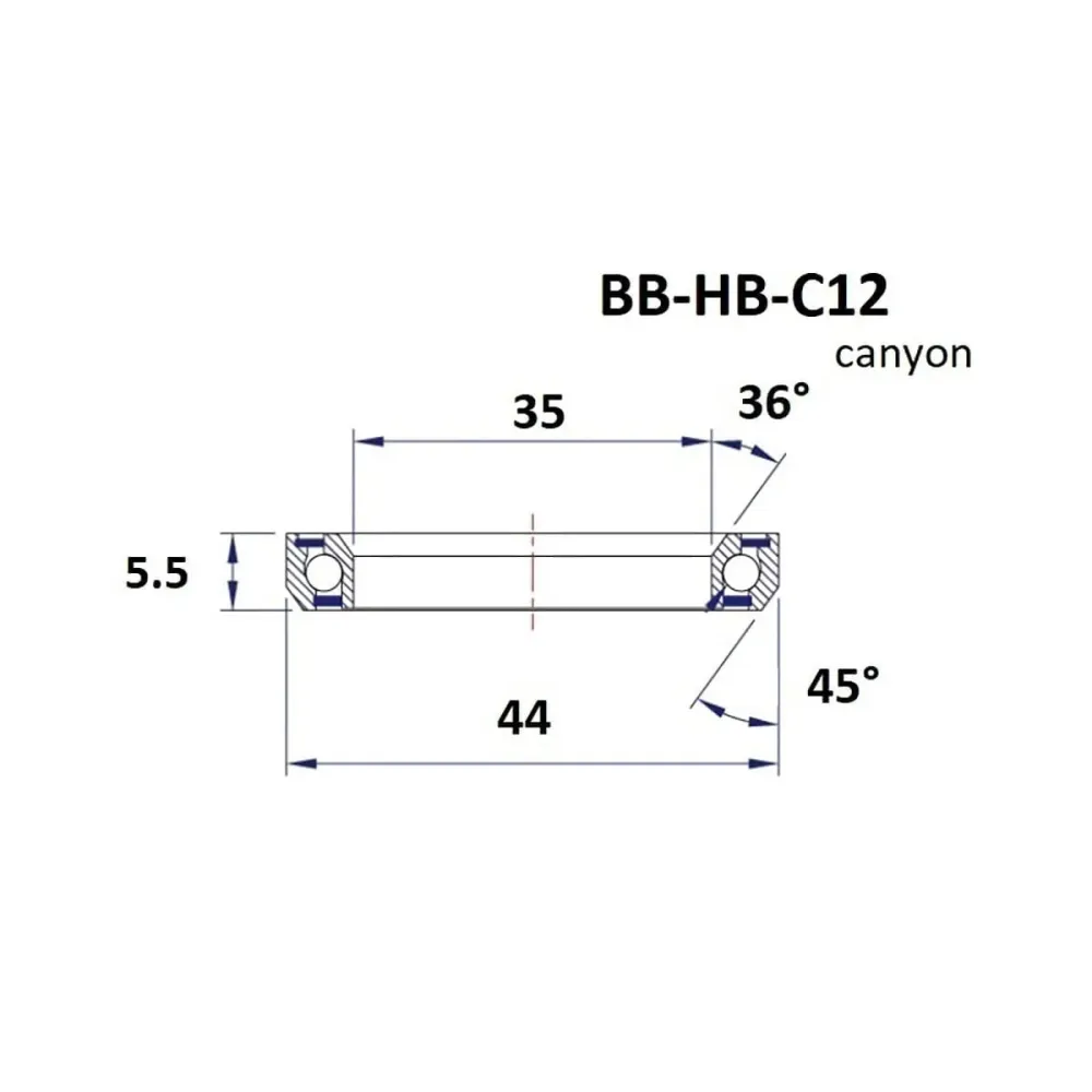 BLACK BEARING Canyon C12 36/45° kuulasarja (35 x 44 x 5,5 mm)
