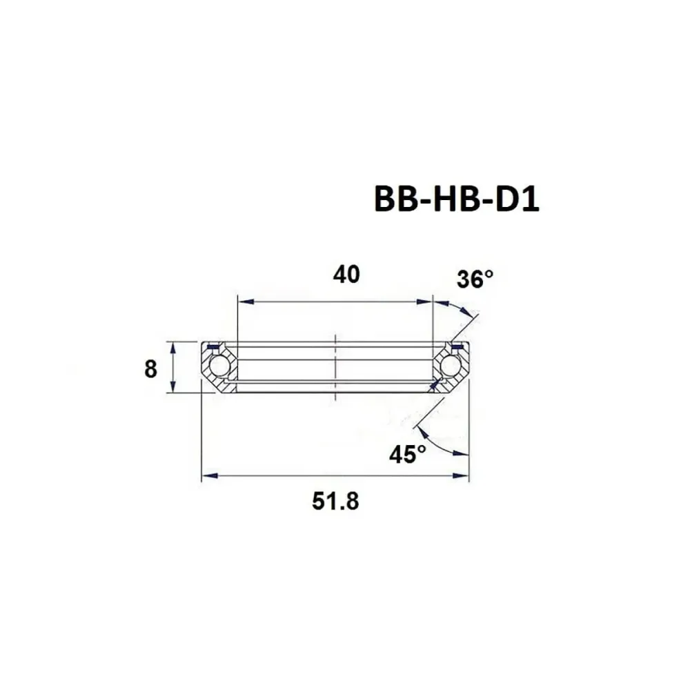 BLACK BEARING D1 ohjauslaakeri 1-1/2" 36/45° (40 x 51,8 x 8 mm)