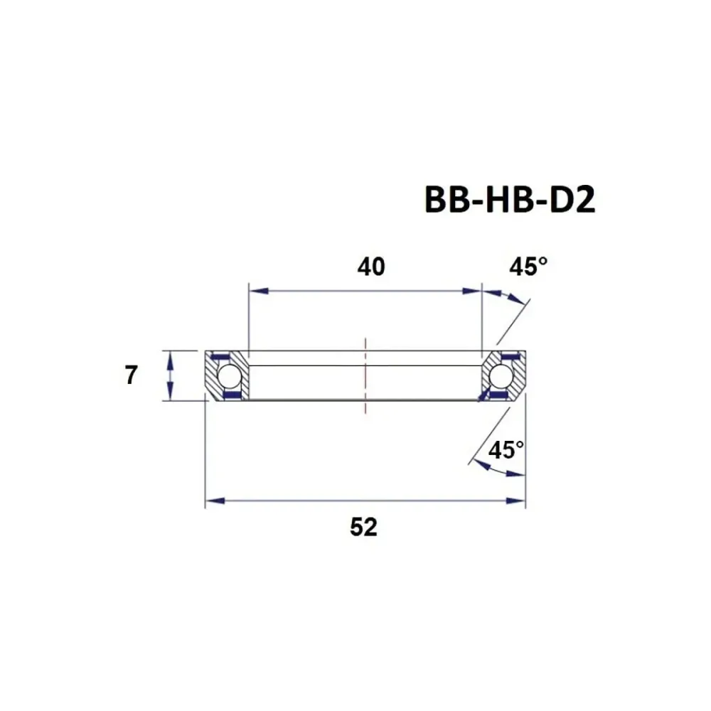 BLACK BEARING D2 ohjauslaakeri 1-1/2" 45/45° (40 x 52 x 7 mm)