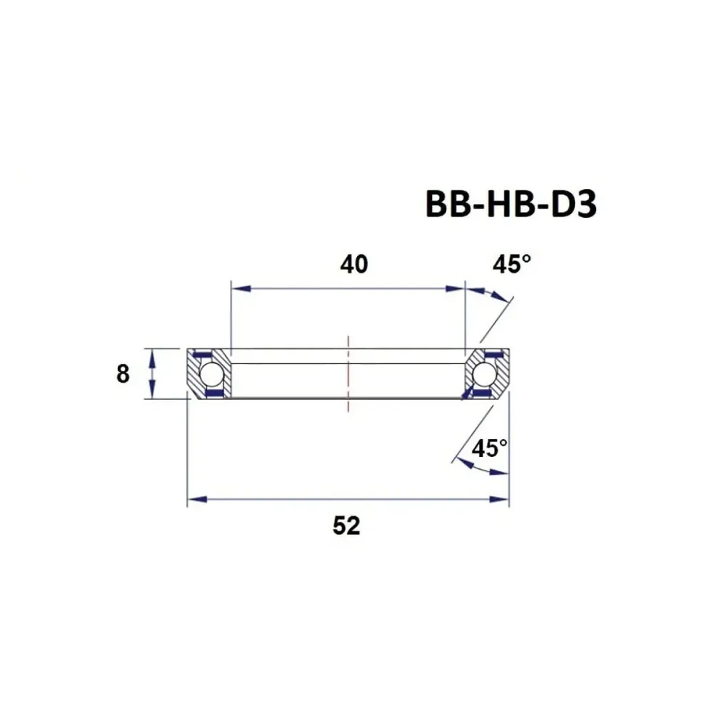 BLACK BEARING D3 ohjauslaakeri 1-1/2" 45/45° (40 x 52 x 8 mm)