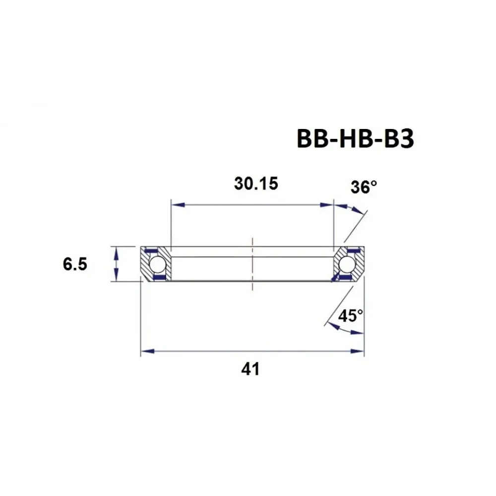 MUSTA LAAKERI B3 30.15x41x6.5 mm 36/45° 1-1/8" Ohjauslaakeri