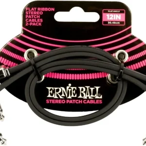Ernie Ball-6405 Stereo (TRS) Flat Patch Cable, 30 cm. 2-pack