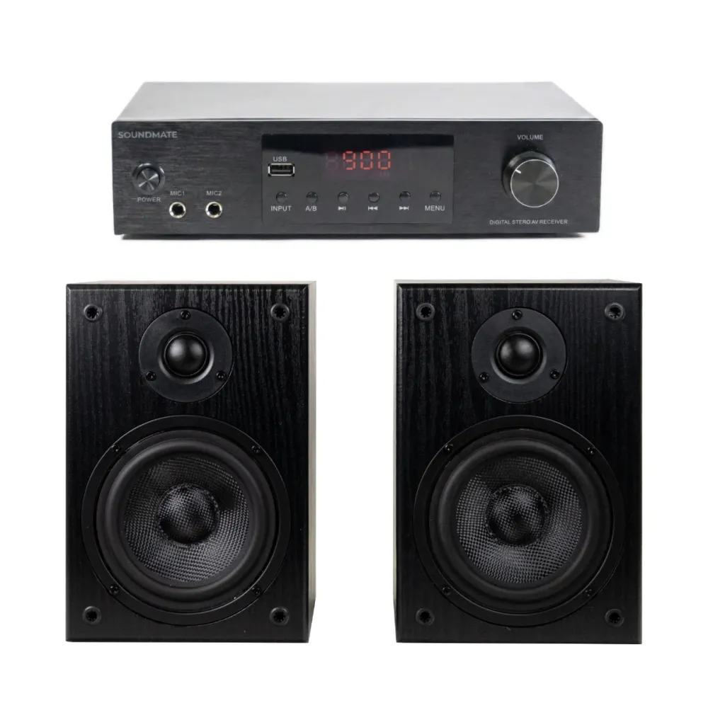 SoundMate HBS-05 Hyllykaiuttimet & Vahvistin Bundle