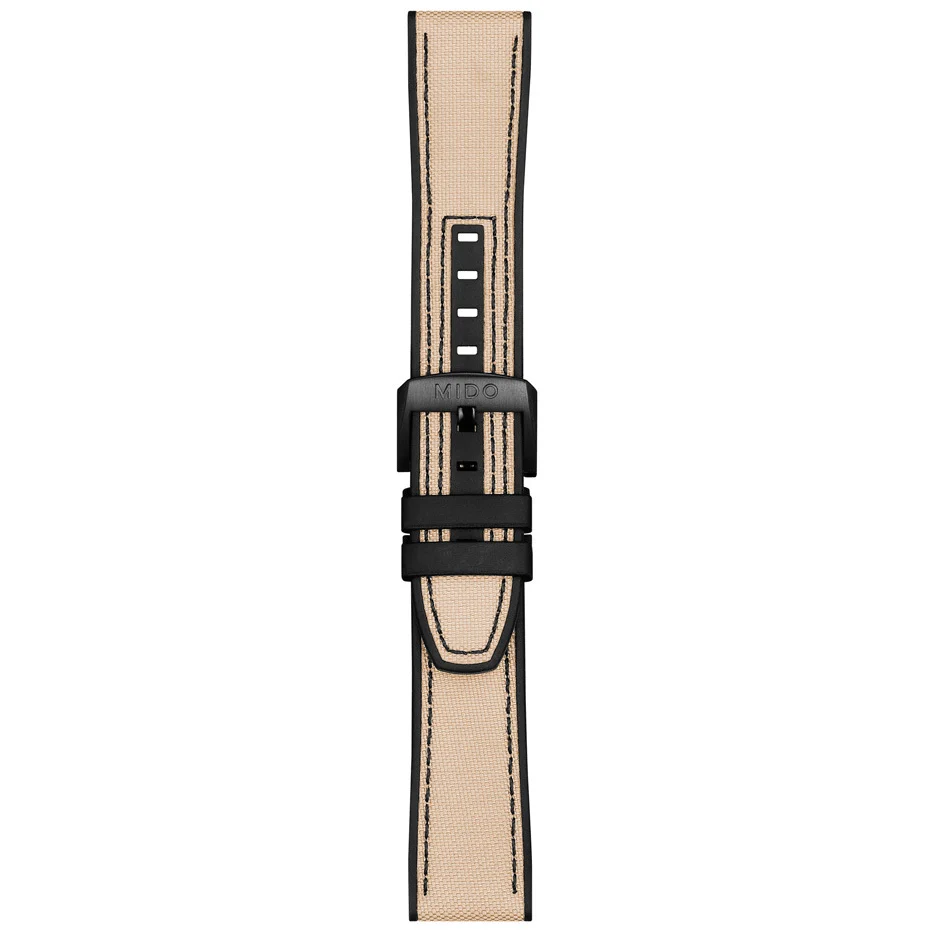Mido musta/beige silikoniranneke 22/20 mustalla terässoljella M603016575