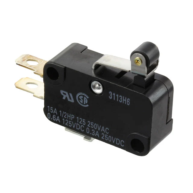 Omron mikrobrytare SPDT 15 250 VAC, hävstångsmodell V-155-1A6