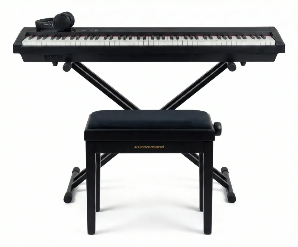 Grooveland P450 sähköpiano (Musta) Täydellinen paketti