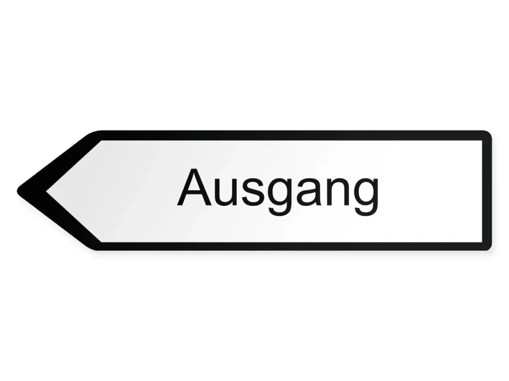 Ausgang Wegweiser Links, 40 x 10 cm