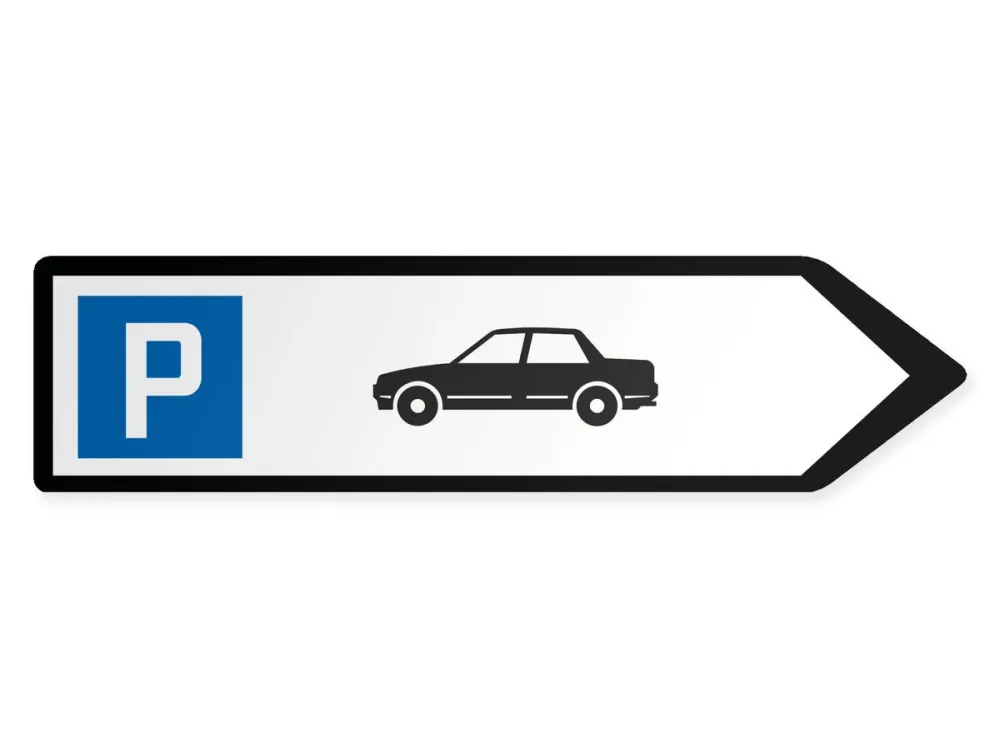 Henkilöautojen pysäköintialue Opaste - oikealle, 40 x 10 cm