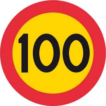 Kieltomerkki, enimmäisnopeus 100 km/h, Ø 600 mm
