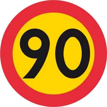 Kieltomerkki, enimmäisnopeus 90 km/h, Ø 600 mm