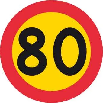 Kieltomerkki, enimmäisnopeus 80 km/h, Ø 600 mm