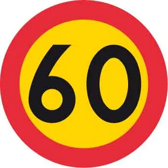 Kieltomerkki, enimmäisnopeus 60 km/h, Ø 600 mm