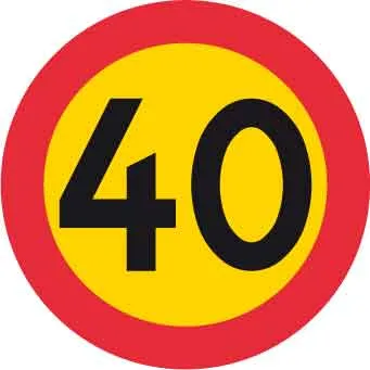 Kieltomerkki, enimmäisnopeus 40 km/h, Ø 600 mm