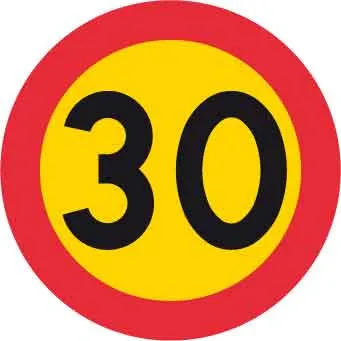 Kieltomerkki, enimmäisnopeus 30 km/h, Ø 600 mm
