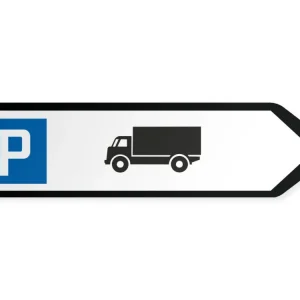 Kuorma-autojen pysäköintialue Opaste – oikealle , 40 x 10 cm