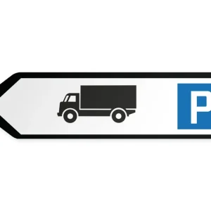 Kuorma-autojen pysäköintialue Opaste - vasemmalle, 40 x 10 cm