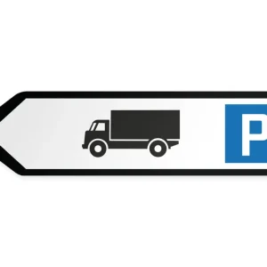 Kuorma-autojen pysäköintialue Opaste - vasemmalle, 60 x 15 cm