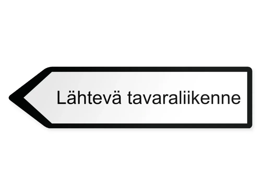 Lähtevä tavaraliikenne Opaste - vasemmalle, 60 x 15 cm