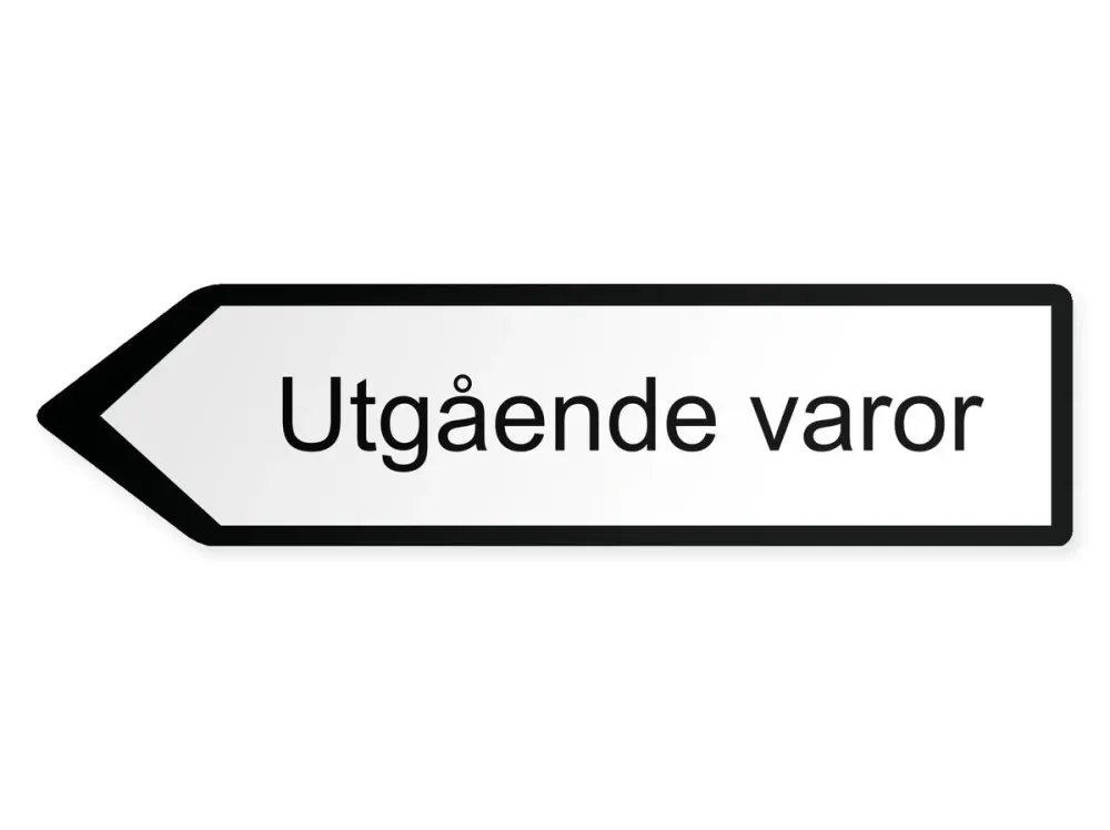 Lähtevä tavaraliikenne Opaste - vasemmalle, 60 x 15 cm