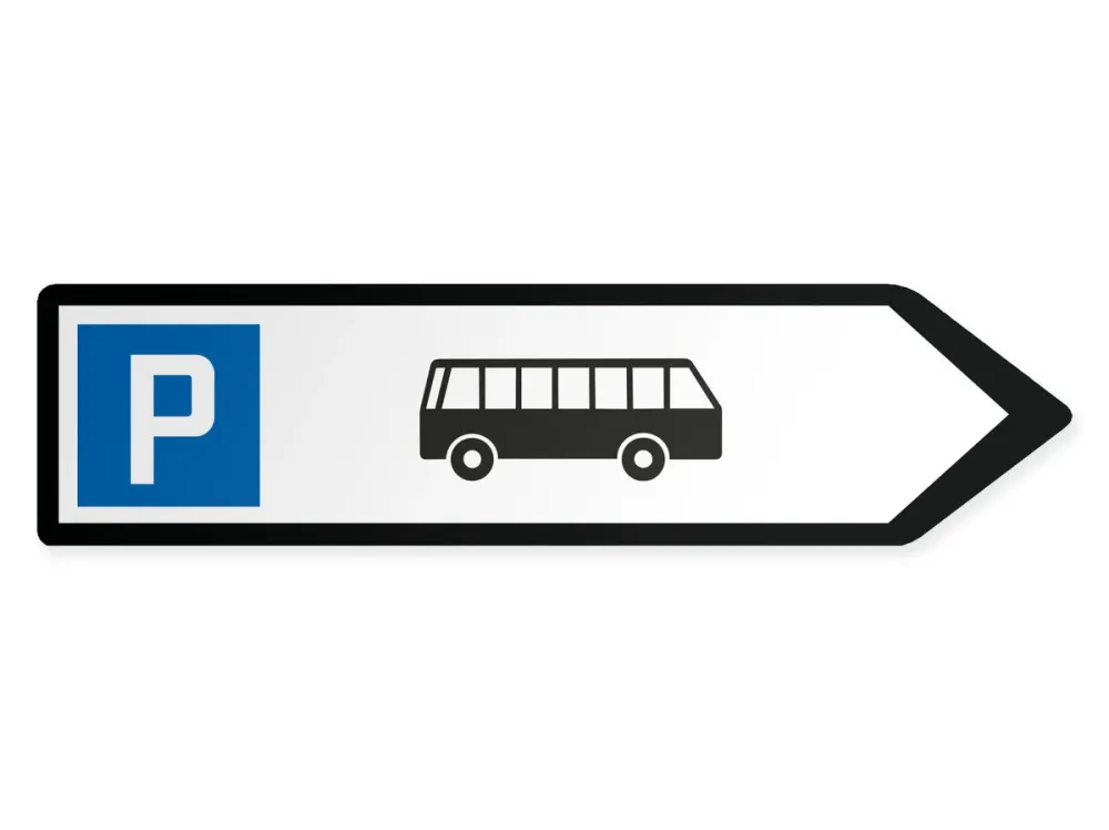 Linja-autojen pysäköintialue Opaste - oikealle, 60 x 15 cm